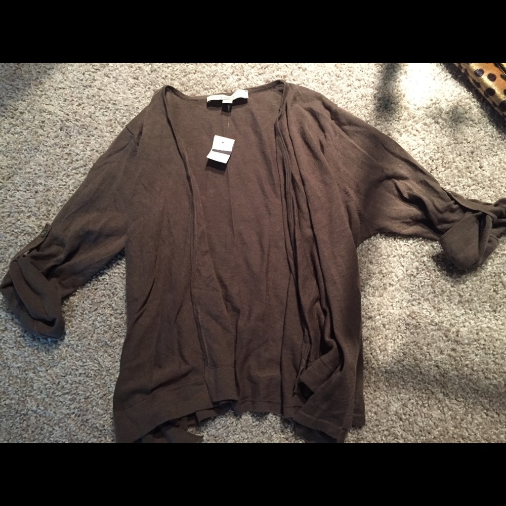 Taupe, drape front casual cardigan