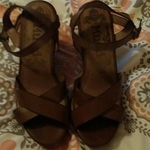 Brown sandal wedge heels