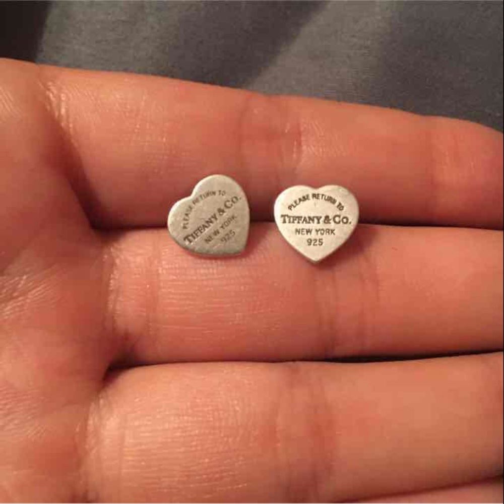 Tiffany and co heart stud earrings