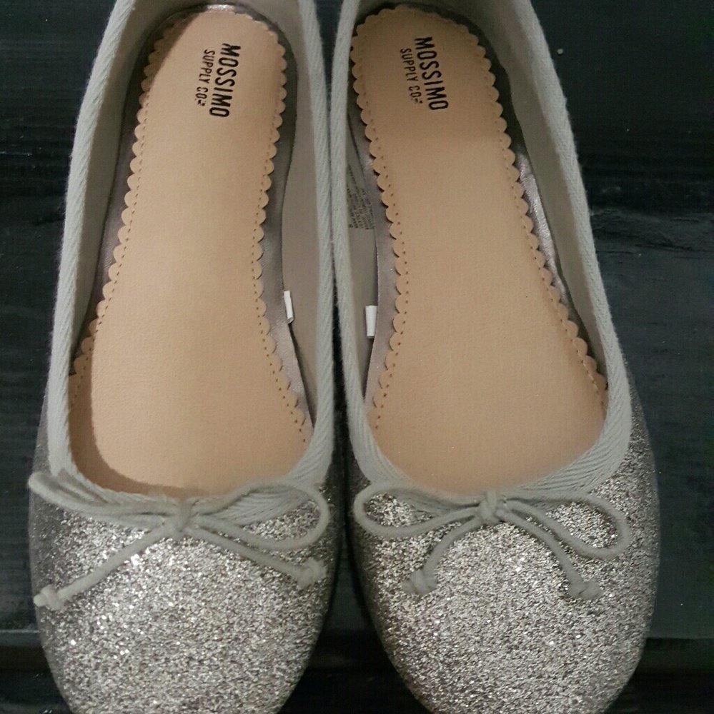 Silver glitter flats