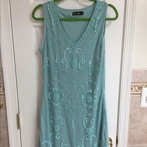 Modcloth Rise Size 12 mint green beaded dress