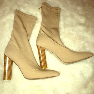 Public Desire stretch sock ankle bootie in tan