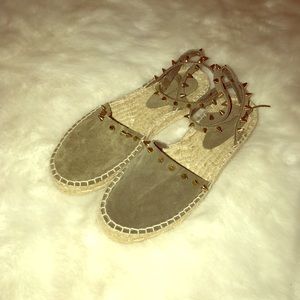 Zara suede & stud espadrilles with ankle strap