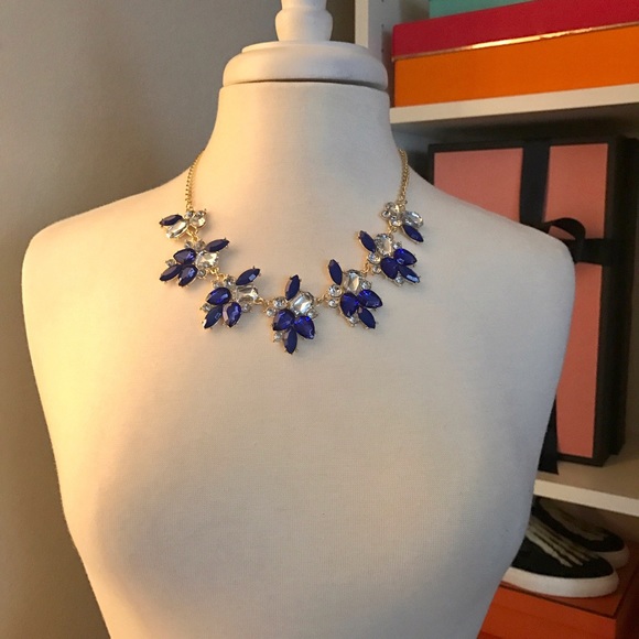 Blue Gem and Clear Crystal "Lucy" Necklace - Picture 2 of 5
