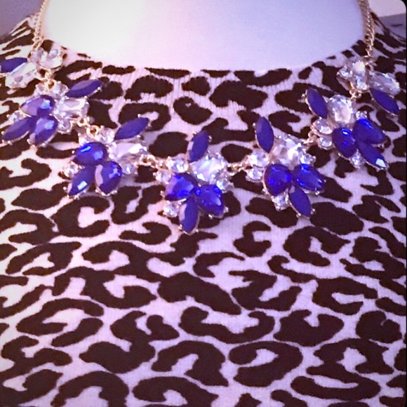 Blue Gem and Clear Crystal "Lucy" Necklace - Picture 5 of 5