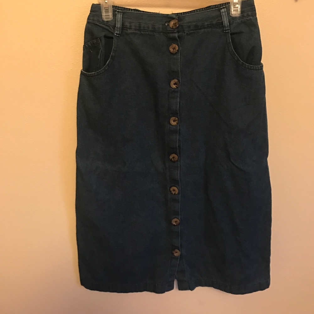 Button down denim skirt