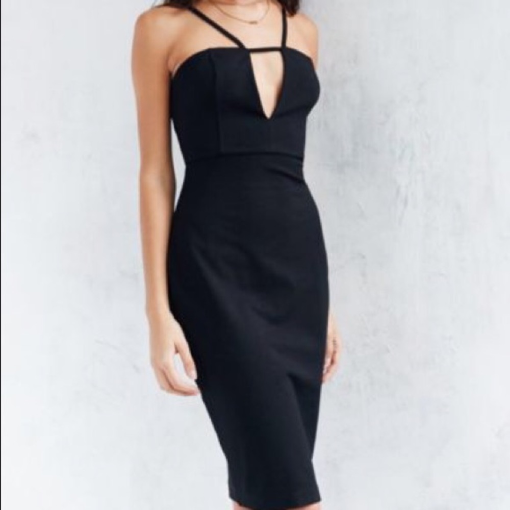 Silence + Noise Midi Dress w/ Cutout Plunge