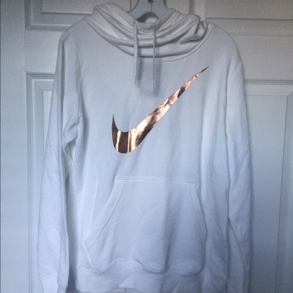 White Nike funnel neck hoodie