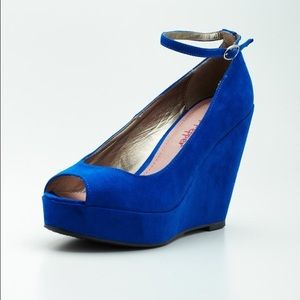 Pink and Pepper Blue Wedge Heels