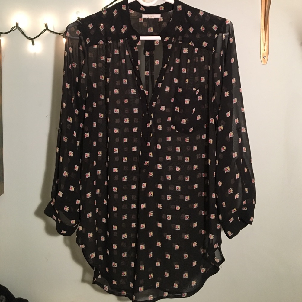 Black Geo Pattern Blouse