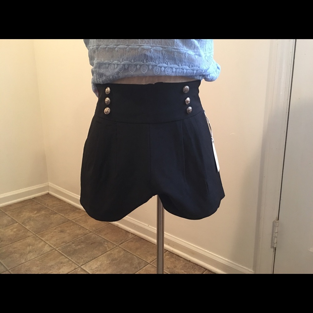 3/$18 Black shorts with silver buttons