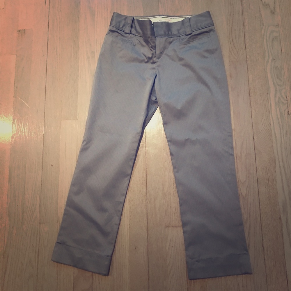 Gray and white pinstriped pants. Worn once.
