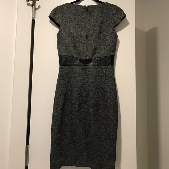 H&M leather waist gray tweed cute dress 2 Small - Picture 7 of 9