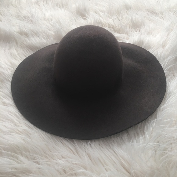Brown big floppy felt wool wide brim boho chic hat - Picture 1 of 4