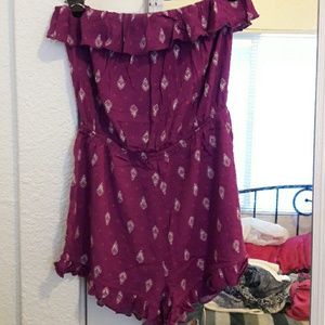LA Hearts Strapless Purple Romper