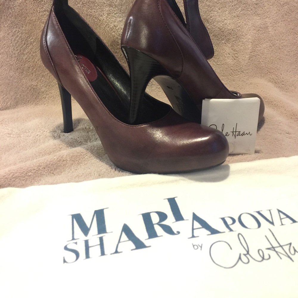 Cole Haan Maria Sharipova Plum Ankle Strap Pumps