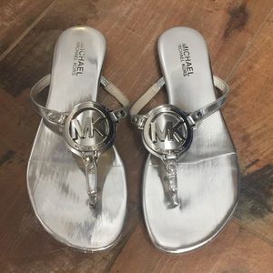 Michael Kors Silver Melodie Thong Sandal