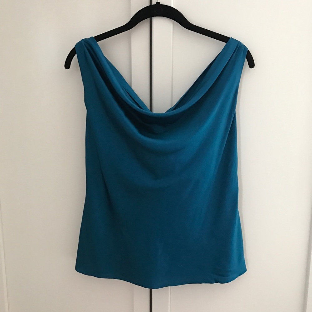 Beautiful Teal Blue Cowl Neck Tank Top
