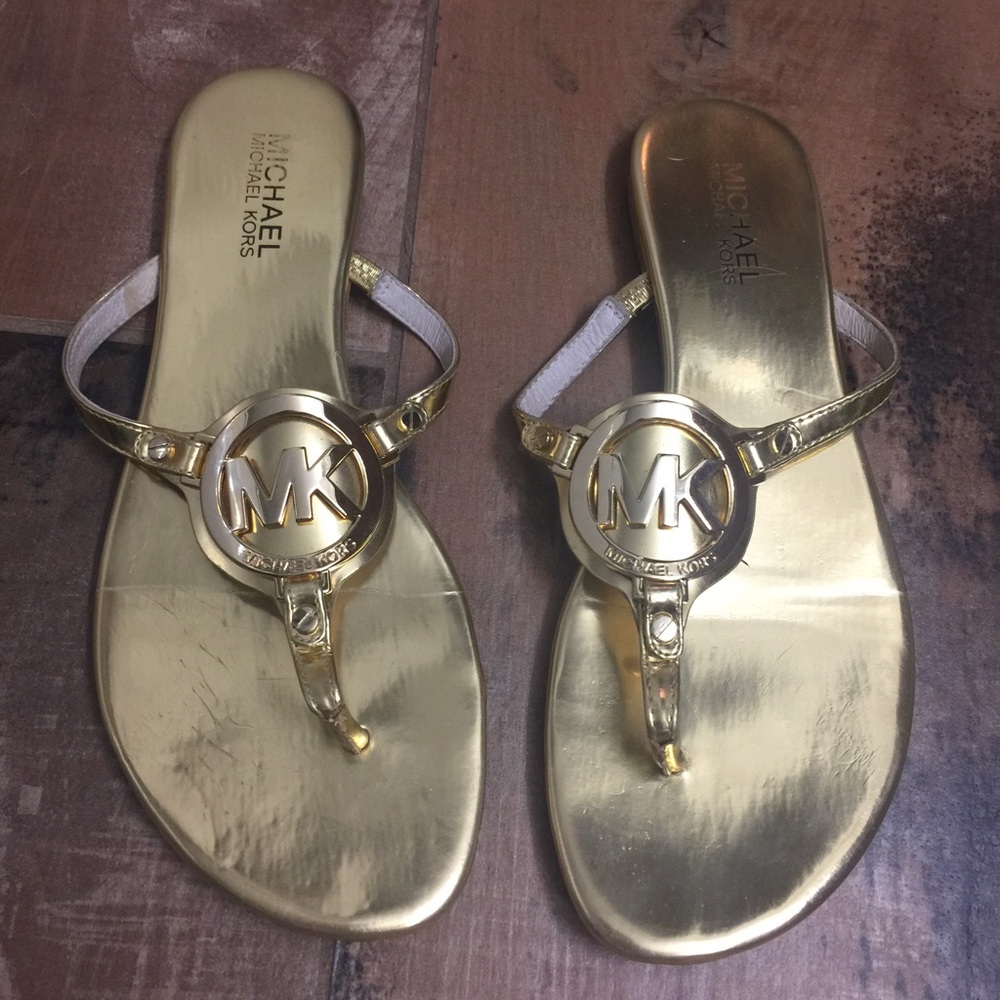 Michael Kors Gold Melodie Thong Sandal