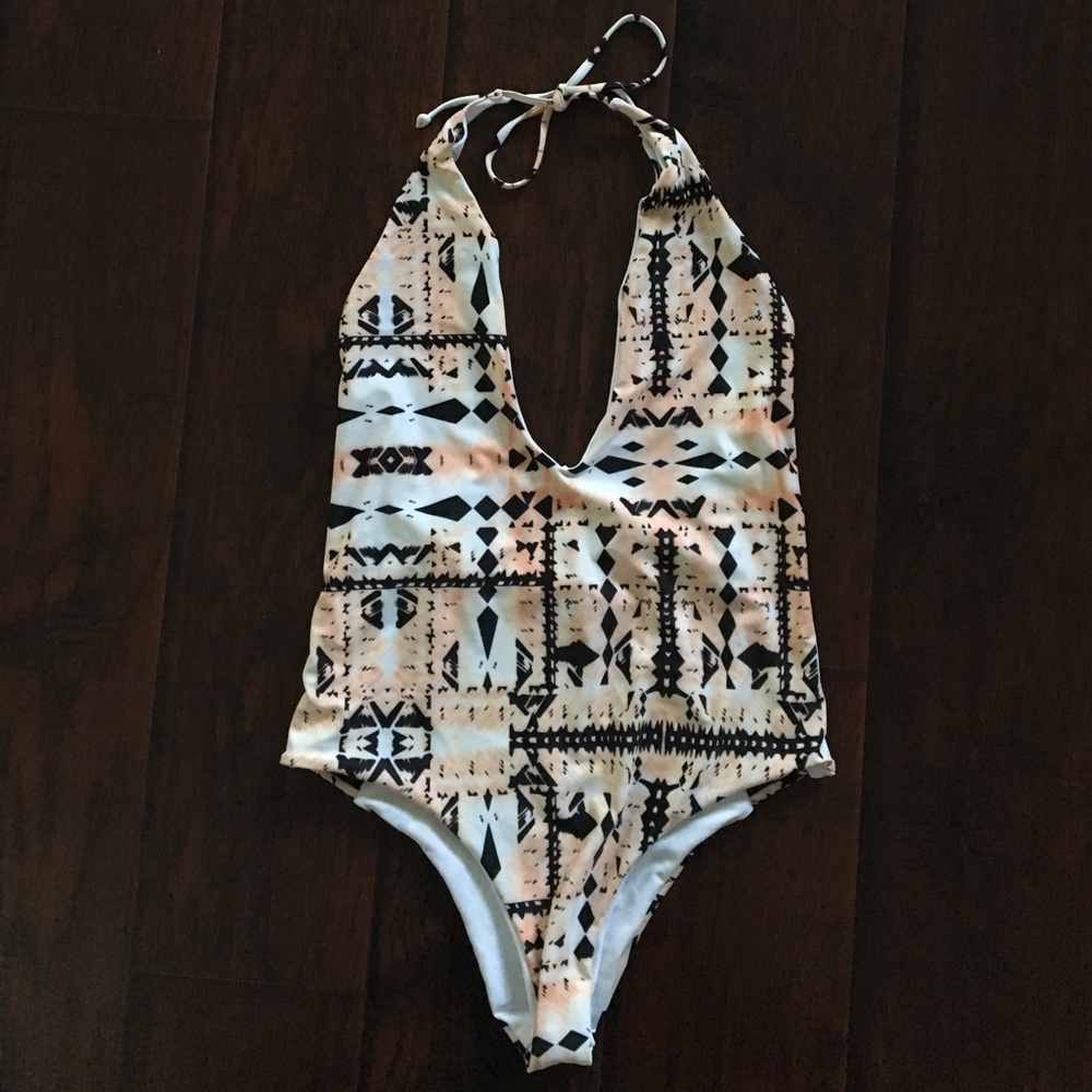 Deep V One-Piece with Back Cutouts