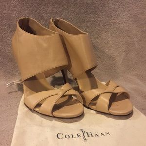 Cole Haan Tan Leather Zip Back Heels