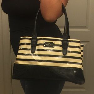 Kate Spade ♠️ Black and Cream Striped Purse