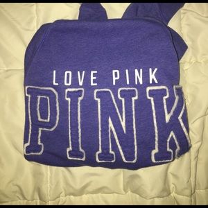 2 bright blue Victoria Secret Pink sweat shirts