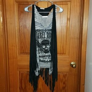 Black vest with fringe