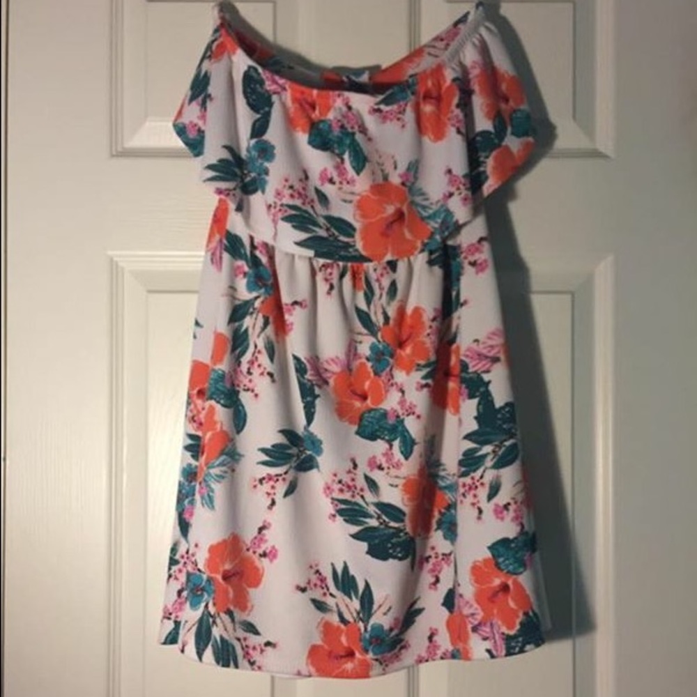 Strapless Floral Dress