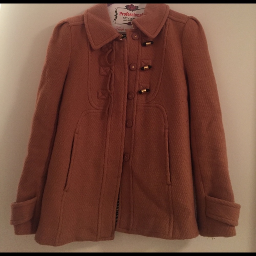 Juicy Couture button up tan coat