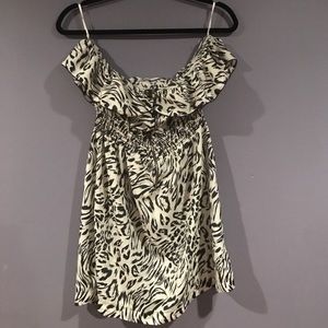 Strapless black and white dress