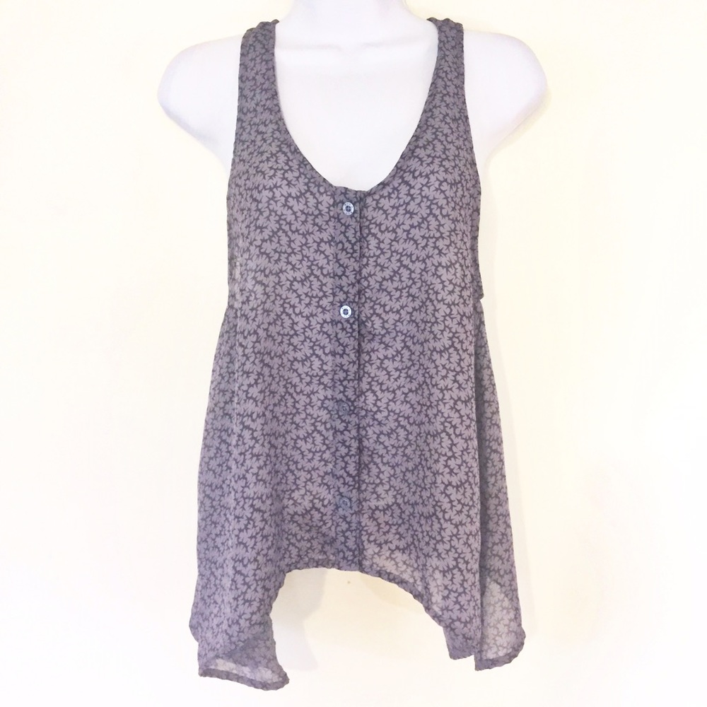 RVCA Flowy Boho Blue Sleeveless Blouse Tank Top