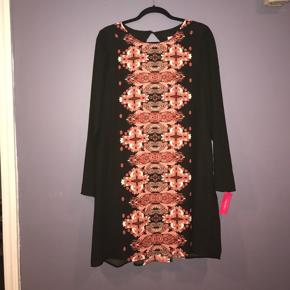 Black with red pattern dress
