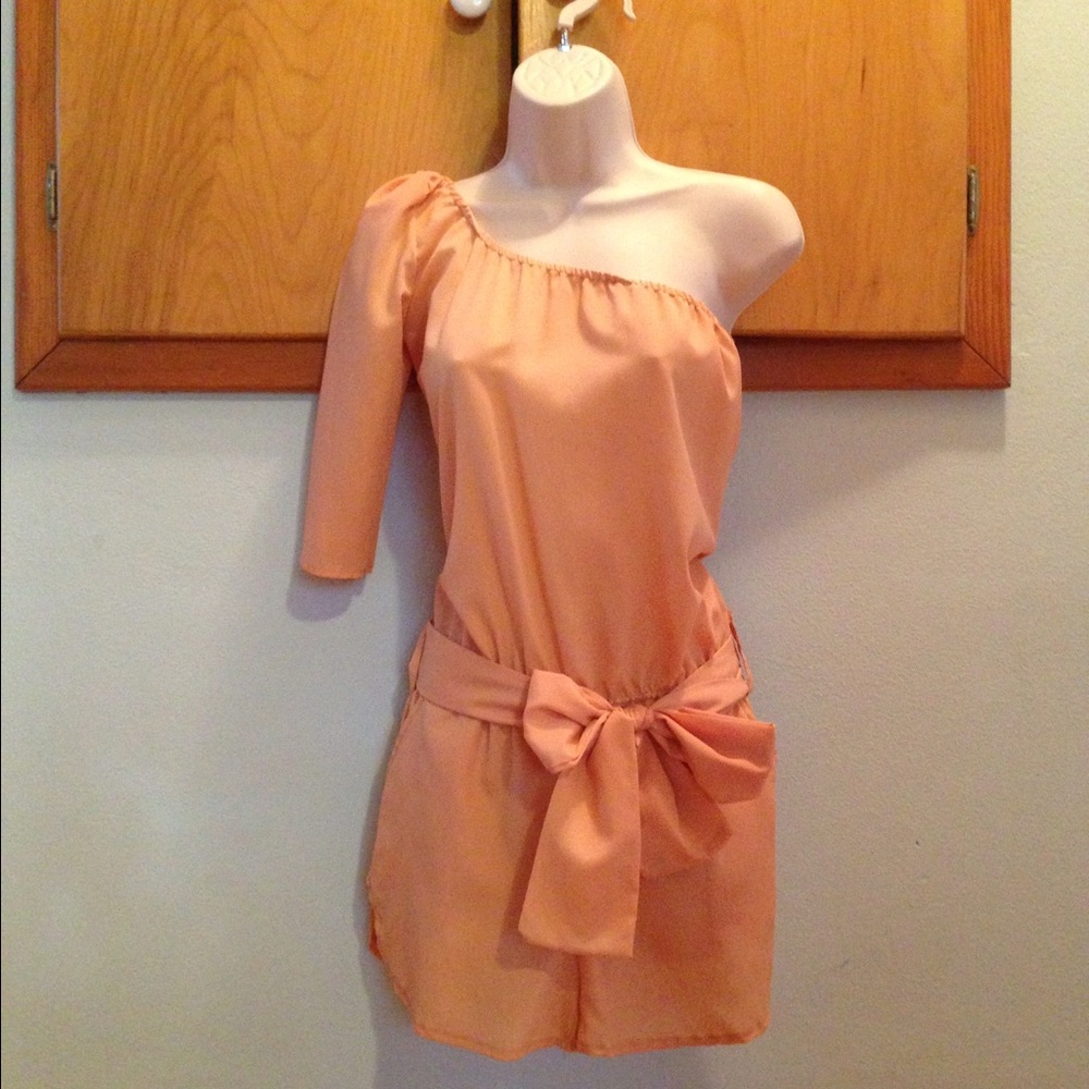 Orange off shoulder romper