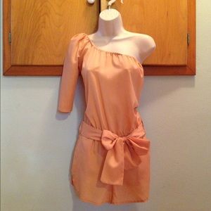Orange off shoulder romper