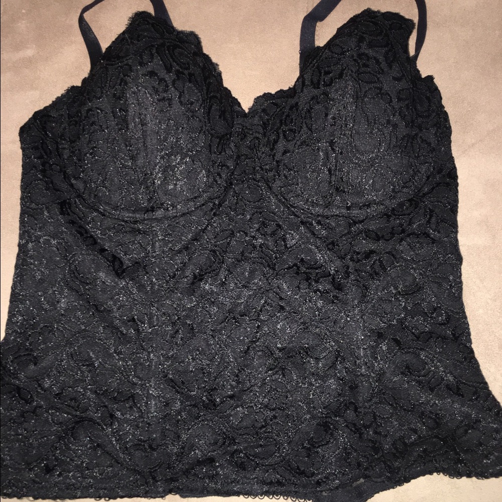 Smart & Sexy 36D black satin and lace bustier