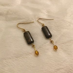 🌼Brown Stone and Czech Glass Bead Earrings🌼
