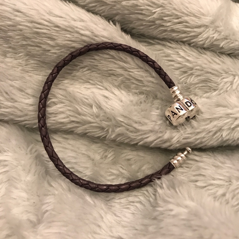 USED Purple leather Pandora Bracelet