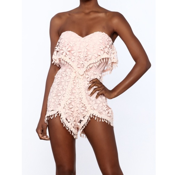 CLEARANCE Pink Floral Bustier Fringe Romper - Picture 3 of 7
