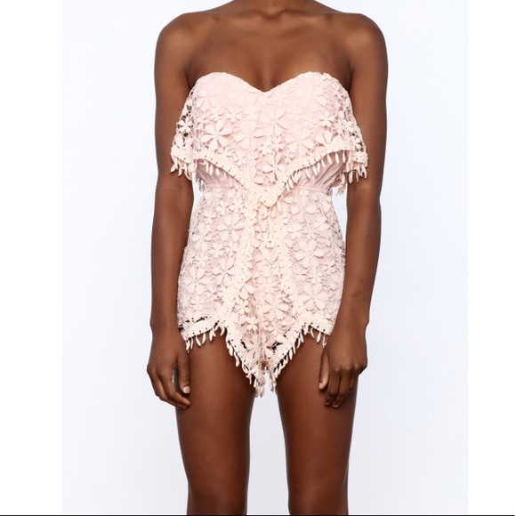 CLEARANCE Pink Floral Bustier Fringe Romper - Picture 4 of 7