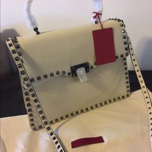 Valentino Garavani Ivory "Medium Rockstud Tote"