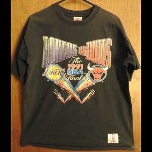 Bulls Lakers Jordan Johnson 1991 NBA T Shirt