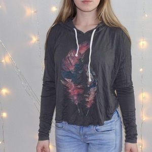 Long sleeve shirt, feather, pink, blue