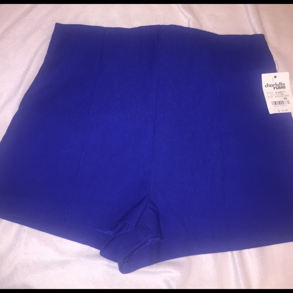 High waisted royal blue shorts