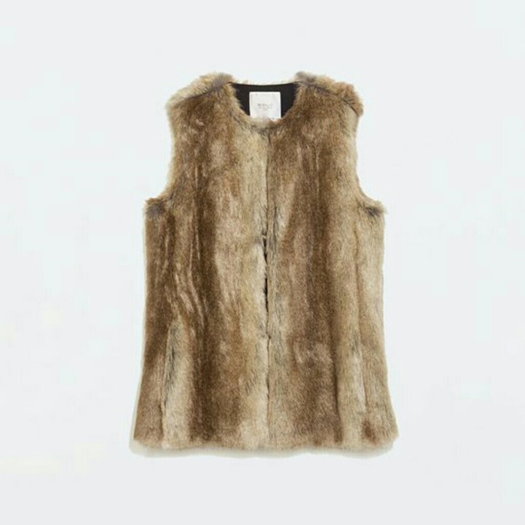 zara faux fur vest womens