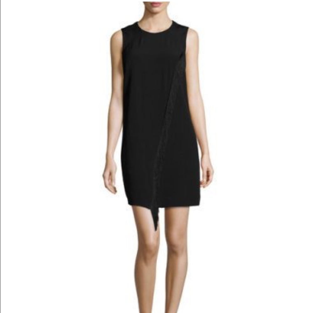 Rebecca Taylor Sleeveless Shift Dress Fringe Trim