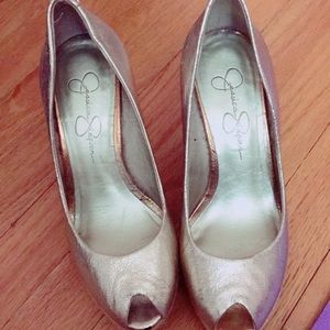 Gold Jessica Simpson wedges