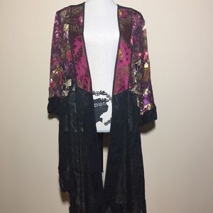 Violet Kay Open Front Kimono Sleeve Cardigan Silk