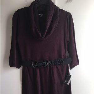Alyx belted 3/4 sleeve sweater purple sweater dres