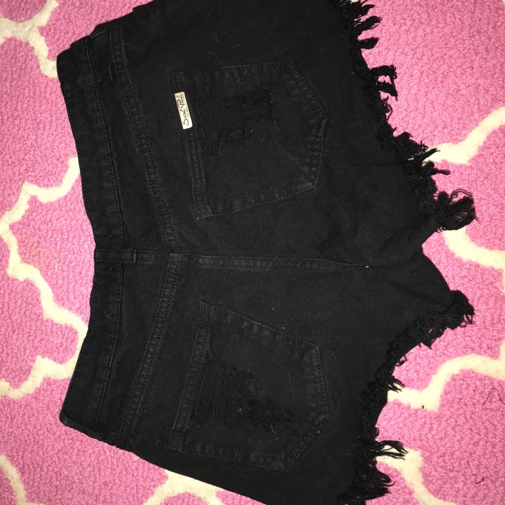 High Rise Black Ripped Denim Shorts!!!! - Picture 2 of 2